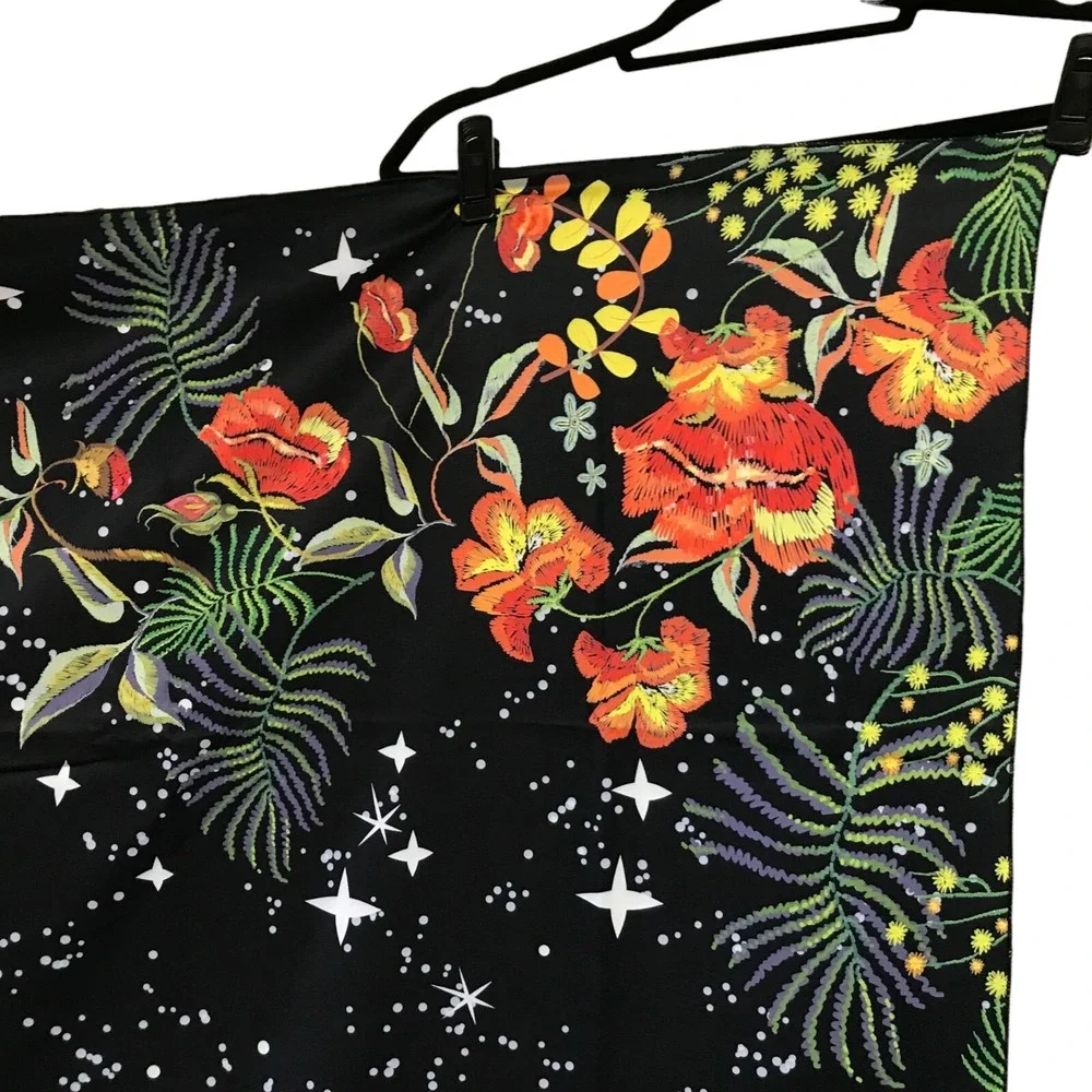 Moon Phase Floral Tapestry Celestial Starry Night Wall Hanging 51x59 Black